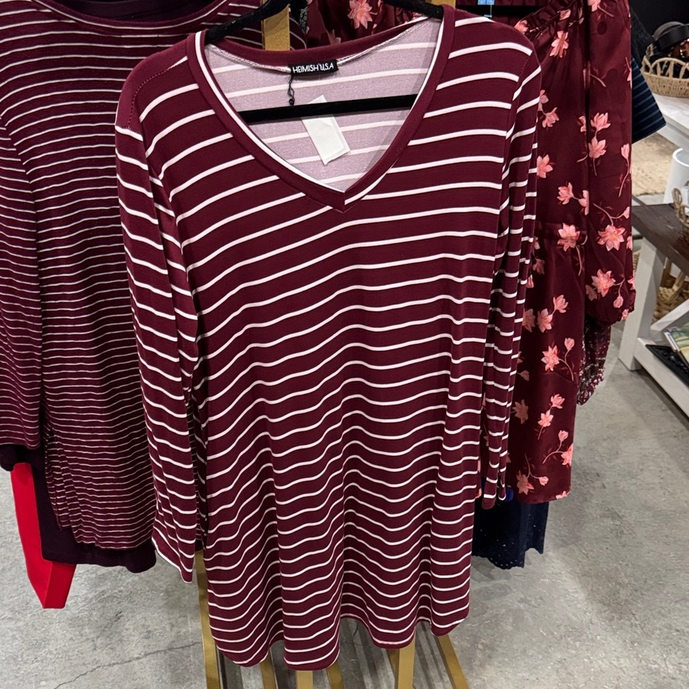 Women's Striped V-Neck Top